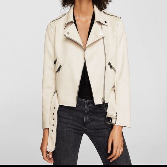 mango zipper leather biker jacket